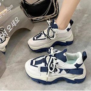 women's autumn new lace-up colorblock sports shoes